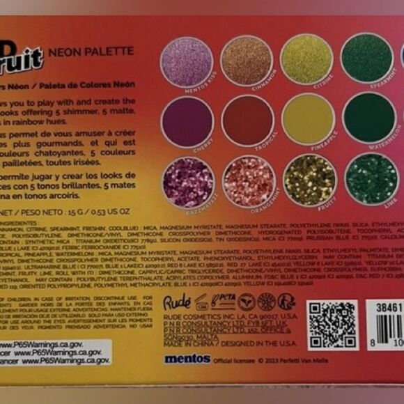 NIB/NWT Rude Cosmetics
Mentos Beauty Mixed Fruit Neon Palette - Picture 3 of 14